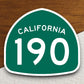 California state route 190 road sign sticker, road trip sticker, highway sign, room decor, travel sticker