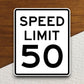 Speed limit 50 mph sticker, souvenir travel sticker, road sign decor, travel gift, planner sticker, laptop decal, Room Décor