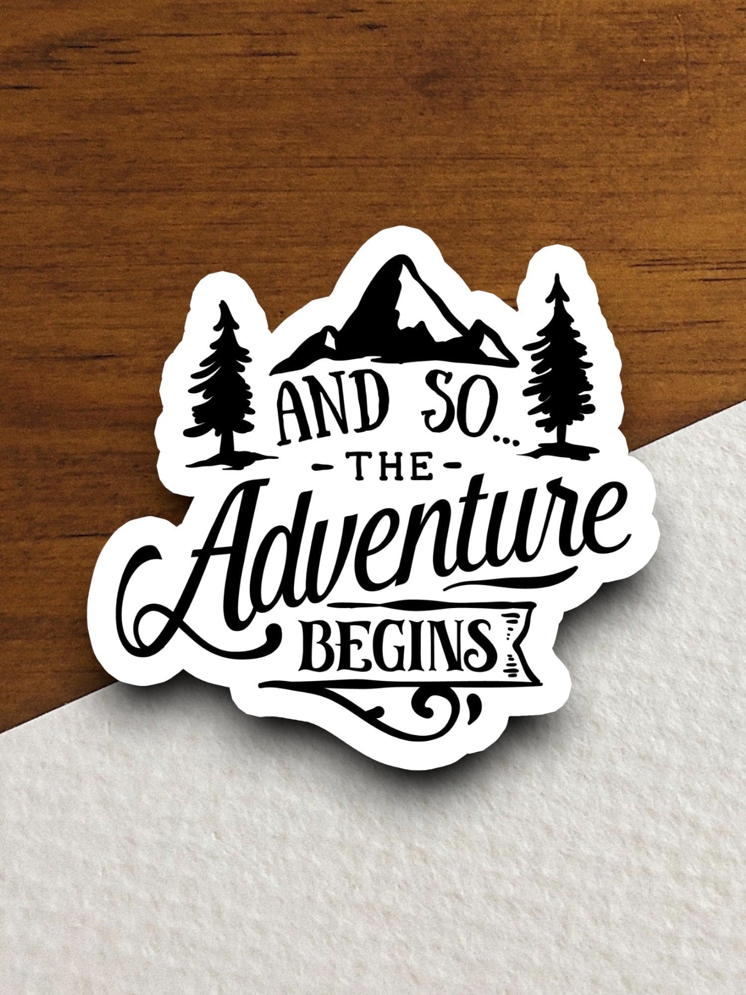 And So the Adventure Begins Sticker, vacation sticker, travel sticker, room decor, water bottle sticker, laptop sticker