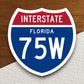 Interstate Route I-75W Florida sticker, Interstate Highway Sign Expressway Stickers, Highway Sign Road Trip Sticker, Room Décor