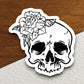 Skull and Rose sticker, holiday laptop decal, water bottle decor, gift sticker, custom planner accessories sticker, journal sticker