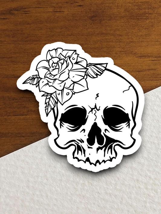 Skull and Rose sticker, holiday laptop decal, water bottle decor, gift sticker, custom planner accessories sticker, journal sticker