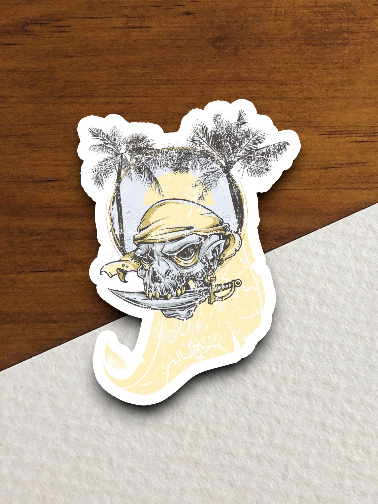 Skull and Palm Trees sticker, holiday laptop decal, water bottle decor, gift sticker, custom planner accessories sticker, journal sticker