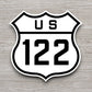 United States U.S. Route 122 road sign sticker, road trip sticker, highway sign, room decor, travel sticker