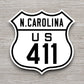 United States U.S. Route 411 North Carolina road sign sticker, road trip sticker, highway sign, room decor, travel sticker