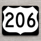 United States U.S. Route 206 road sign sticker, road trip sticker, highway sign, room decor, travel sticker