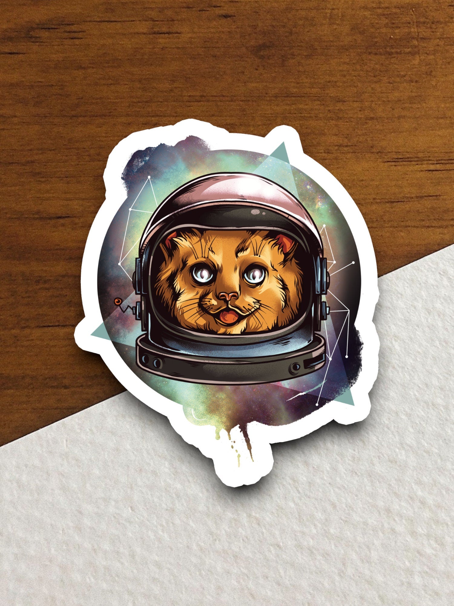 Cat with space helmet cat sticker, Funny Animal Sticker For Laptop, Water Bottle, Hydro flask, Phone, Computer, Gift, Pet Sticker