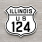 United States U.S. Route 124 Illinois road sign sticker, road trip sticker, highway sign, room decor, travel sticker