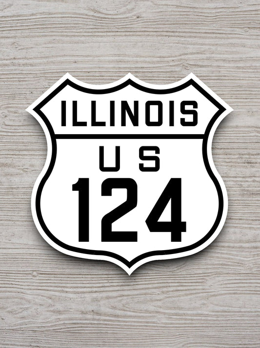 United States U.S. Route 124 Illinois road sign sticker, road trip sticker, highway sign, room decor, travel sticker