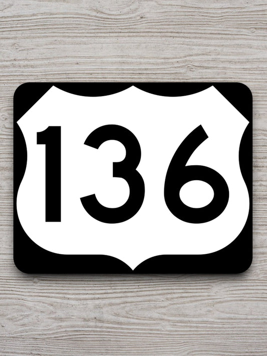 United States U.S. Route 136 road sign sticker, road trip sticker, highway sign, room decor, travel sticker