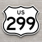 United States U.S. Route 299 road sign sticker, road trip sticker, highway sign, room decor, travel sticker