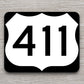 United States U.S. Route 411 road sign sticker, road trip sticker, highway sign, room decor, travel sticker