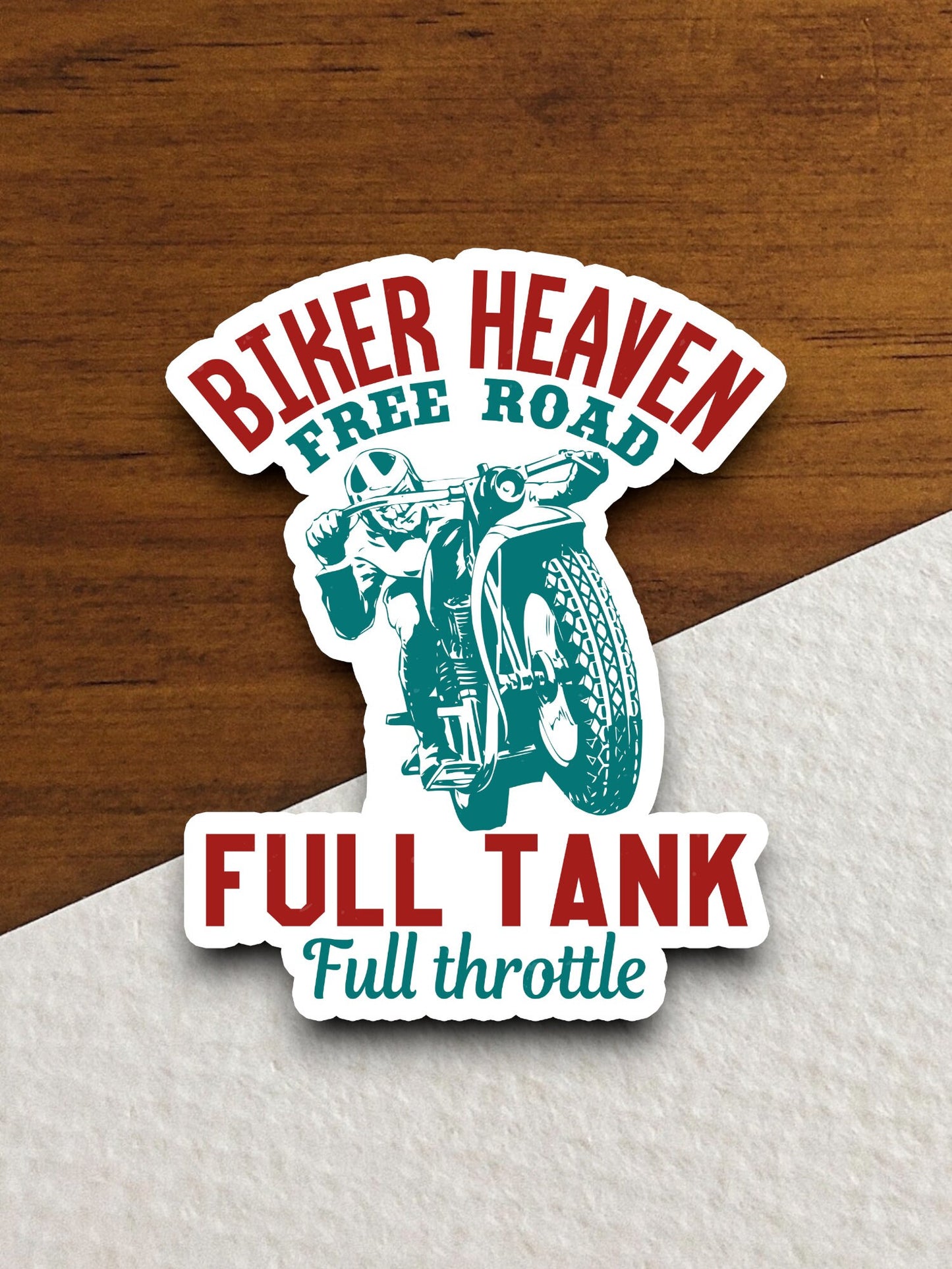 Biker Heaven Free Road Full Tank Full Throttle sticker, vacation sticker, travel sticker, room decor, water bottle sticker, laptop sticker