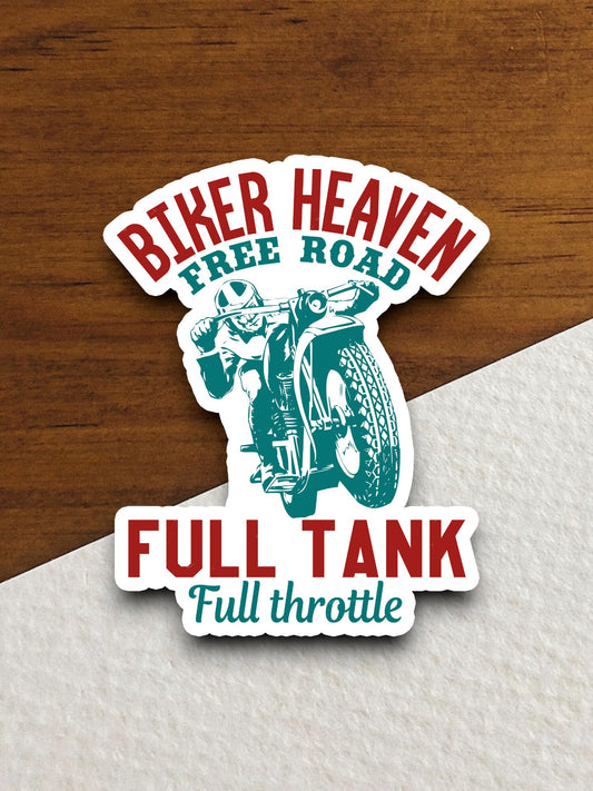 Biker Heaven Free Road Full Tank Full Throttle sticker, vacation sticker, travel sticker, room decor, water bottle sticker, laptop sticker