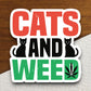 Cats and Weed sticker, Cat Stickers, cute stickers, Tumbler Stickers, animal Sticker, Cannabis sticker, Marijuana sticker,, Pet Sticker