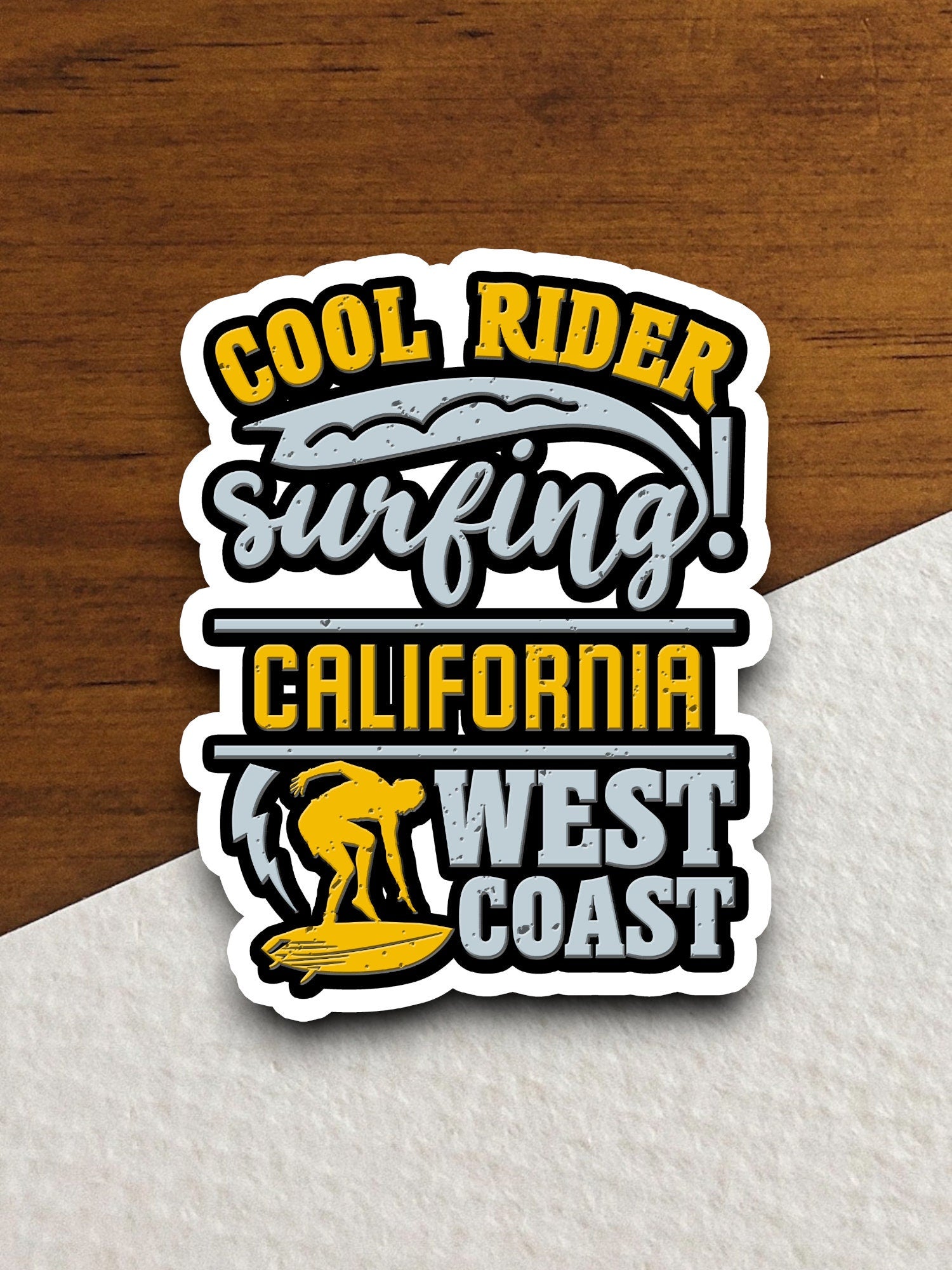 Surfing California West Coast Sticker, vacation sticker, travel sticker, room decor, water bottle sticker, laptop sticker