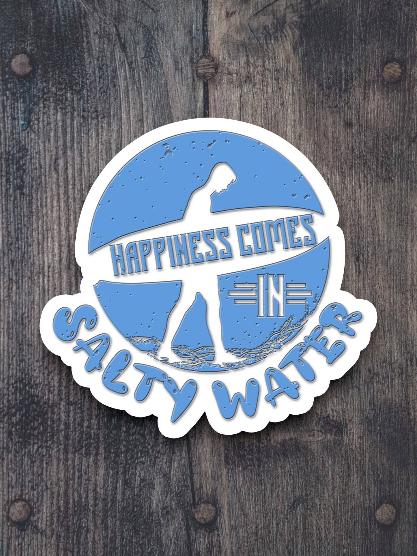 Surfing Happiness Sticker, vacation sticker, travel sticker, room decor, water bottle sticker, laptop sticker