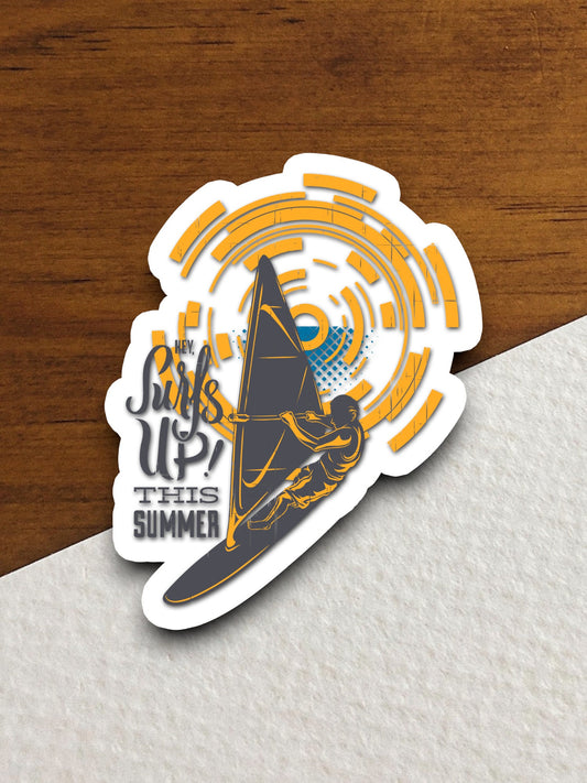 Surfs Up Summer Sticker, vacation sticker, travel sticker, room decor, water bottle sticker, laptop sticker