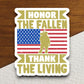 Honor the Fallen Thank the Living sticker, military sticker, Honor sticker, Fallen sticker, thankful sticker, Room Décor