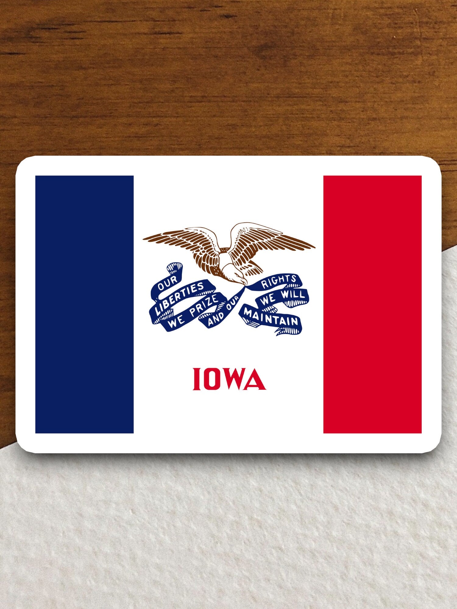 Iowa state sticker, Iowa flag sticker, pennant sticker, banner sticker, Iowa symbol sticker, emblem sticker