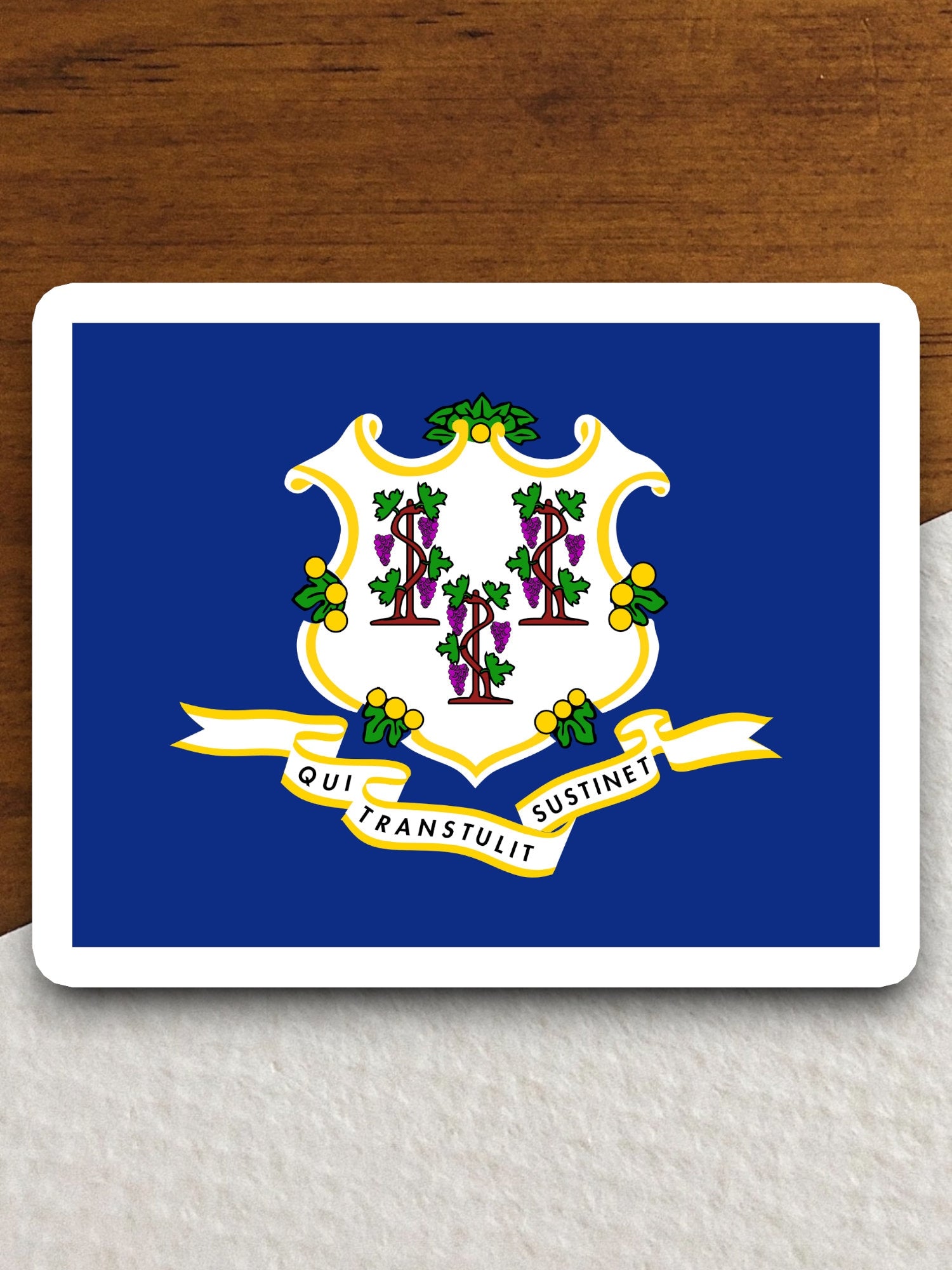 Connecticut state sticker, Connecticut flag sticker, pennant sticker, banner sticker, Connecticut symbol sticker, emblem sticker