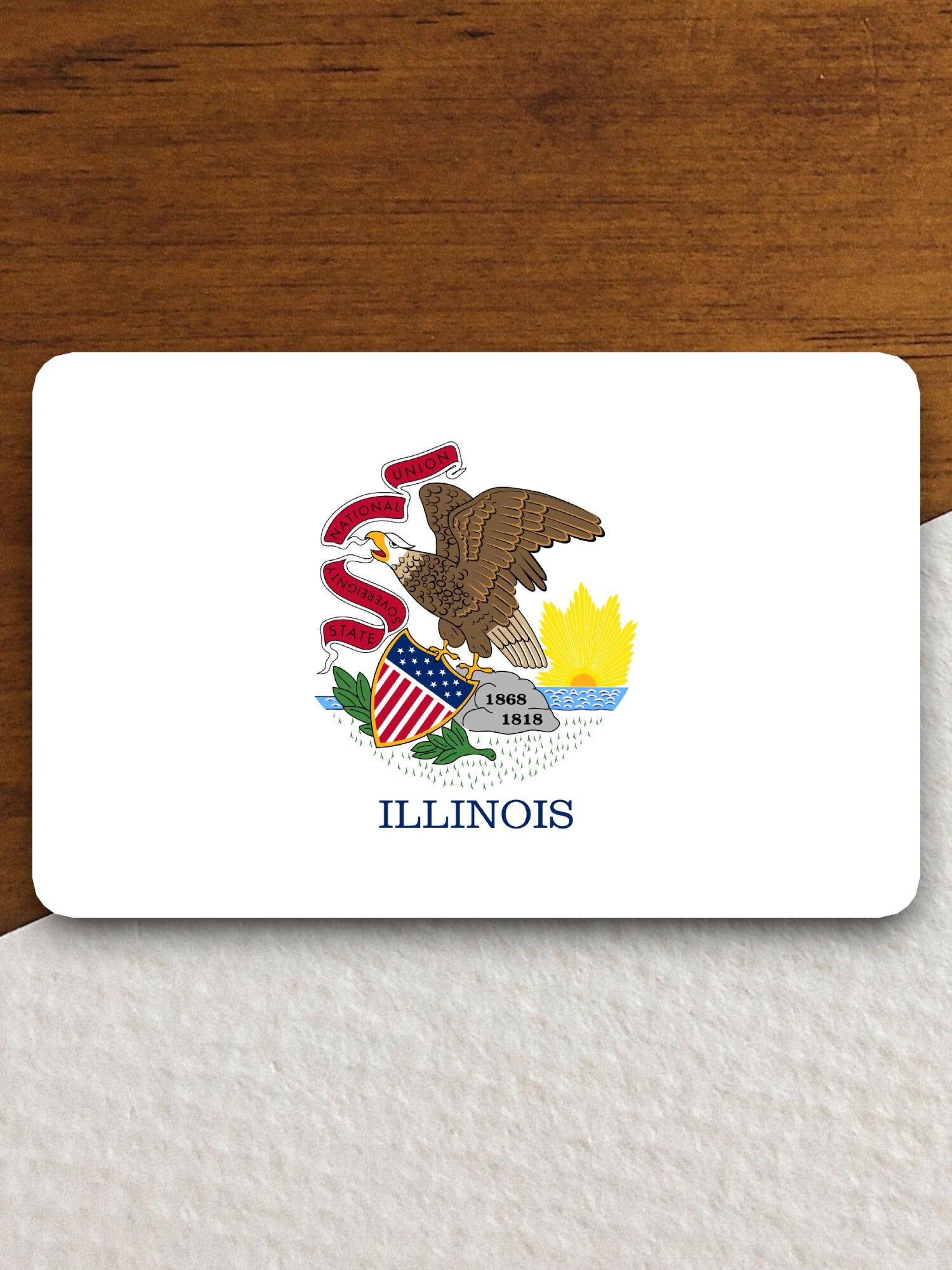 Illinois state sticker, Illinois flag sticker, pennant sticker, banner sticker, Illinois symbol sticker, emblem sticker