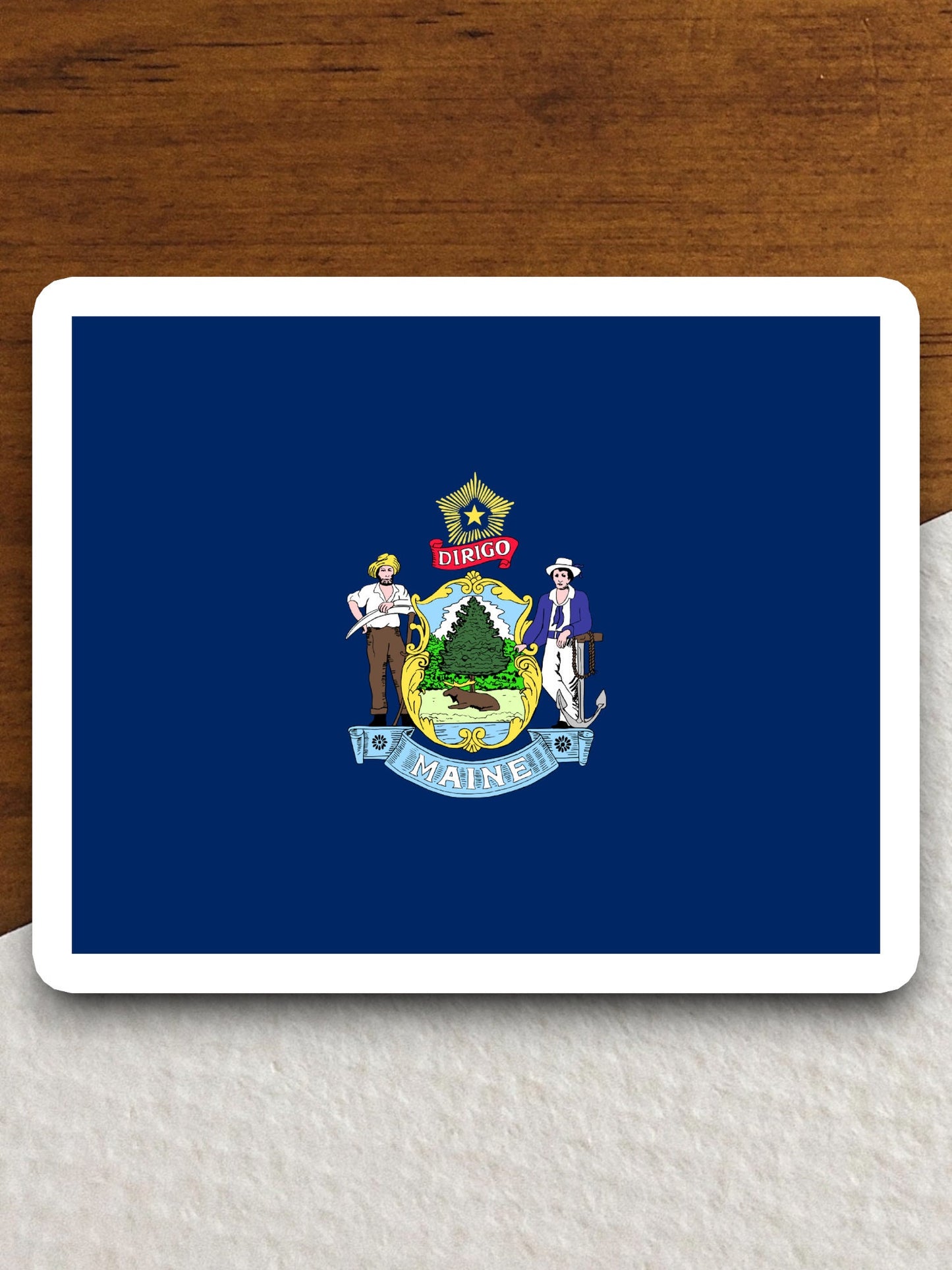 Maine state sticker, Maine flag sticker, pennant sticker, banner sticker, Maine symbol sticker, emblem sticker