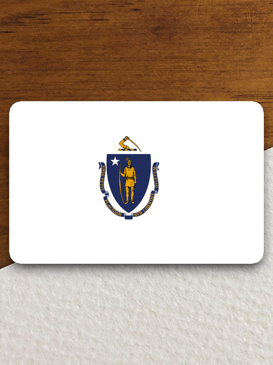 Massachusetts state sticker, Massachusetts flag sticker, pennant sticker, banner sticker, Massachusetts symbol sticker, emblem sticker