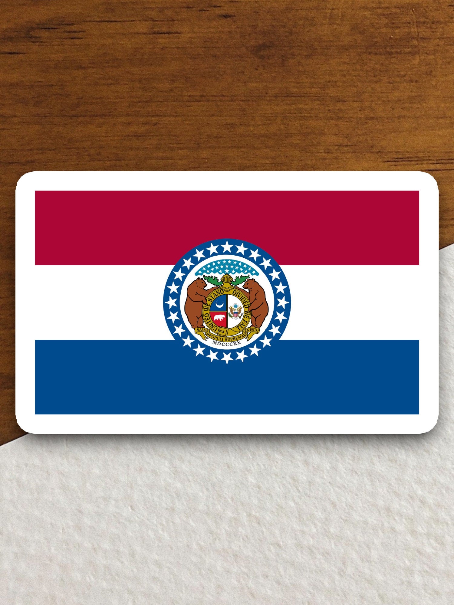 Missouri state sticker, Missouri flag sticker, pennant sticker, banner sticker, Missouri symbol sticker, emblem sticker