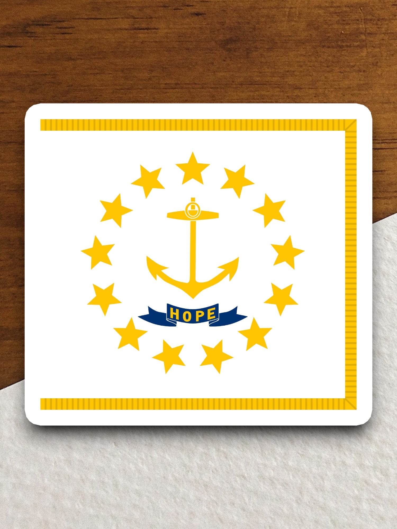 Rhode Island state sticker, Rhode Island flag sticker, pennant sticker, banner sticker, Rhode Island symbol sticker, emblem sticker