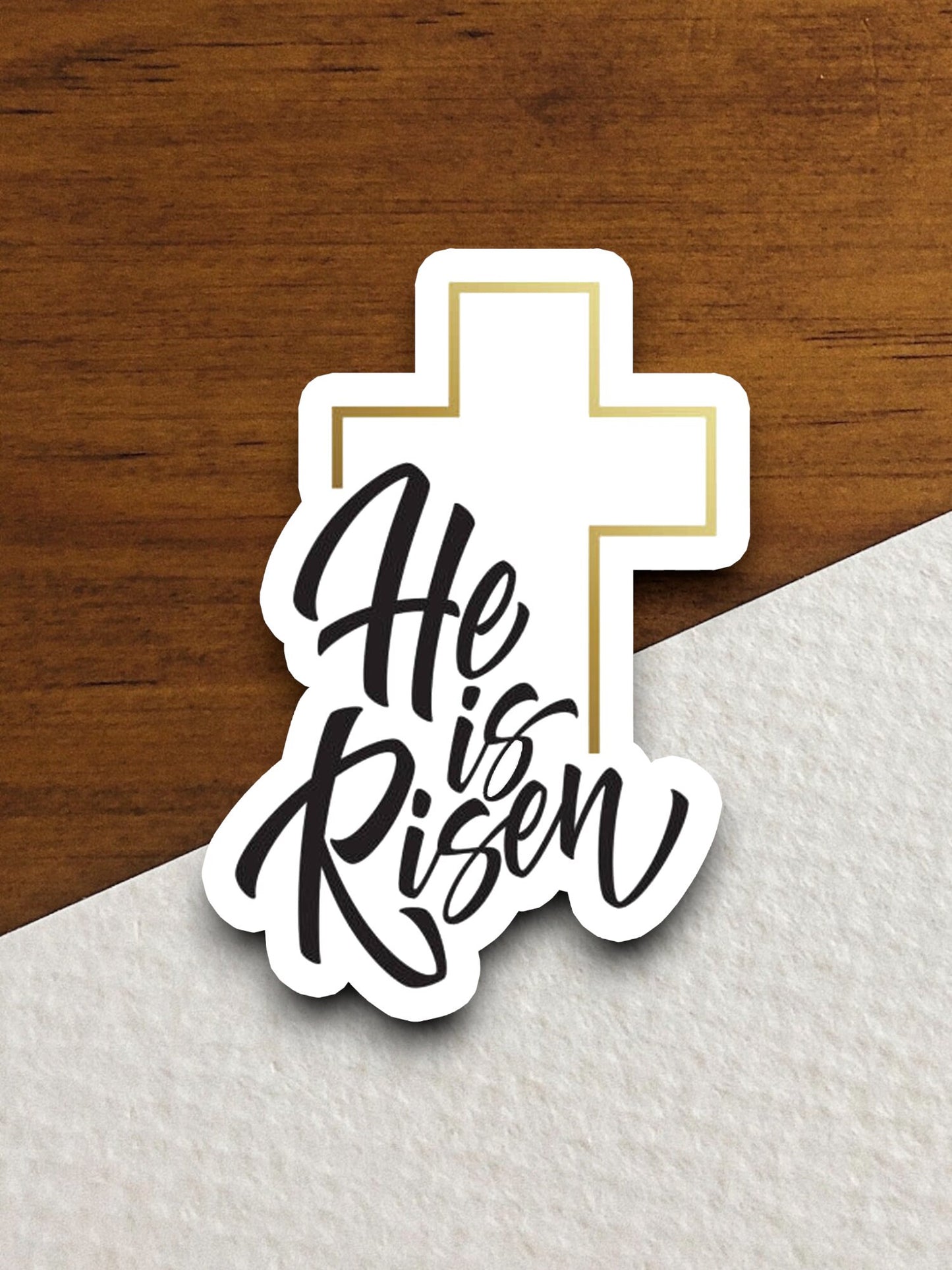 Church cross with He is Risen with Cross sticker, Religious Sticker, Faith Sticker, Easter sticker, cross sticker, church sticker