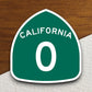 California state route 0 road sign sticker, road trip sticker, highway sign, room decor, travel sticker