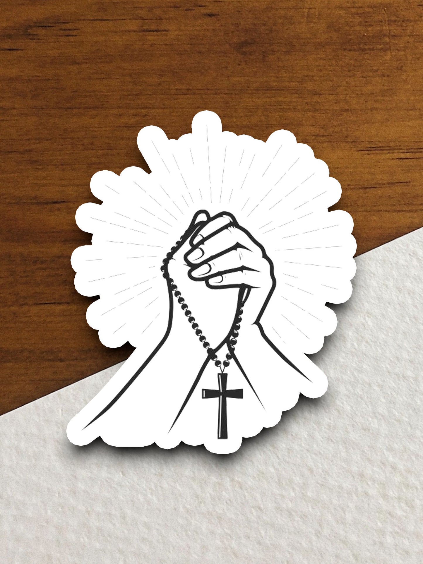 Praying Hands with Cross Necklace sticker, Religious Sticker, Faith Sticker, Worship Sticker, Christian Sticker, Scripture Sticker