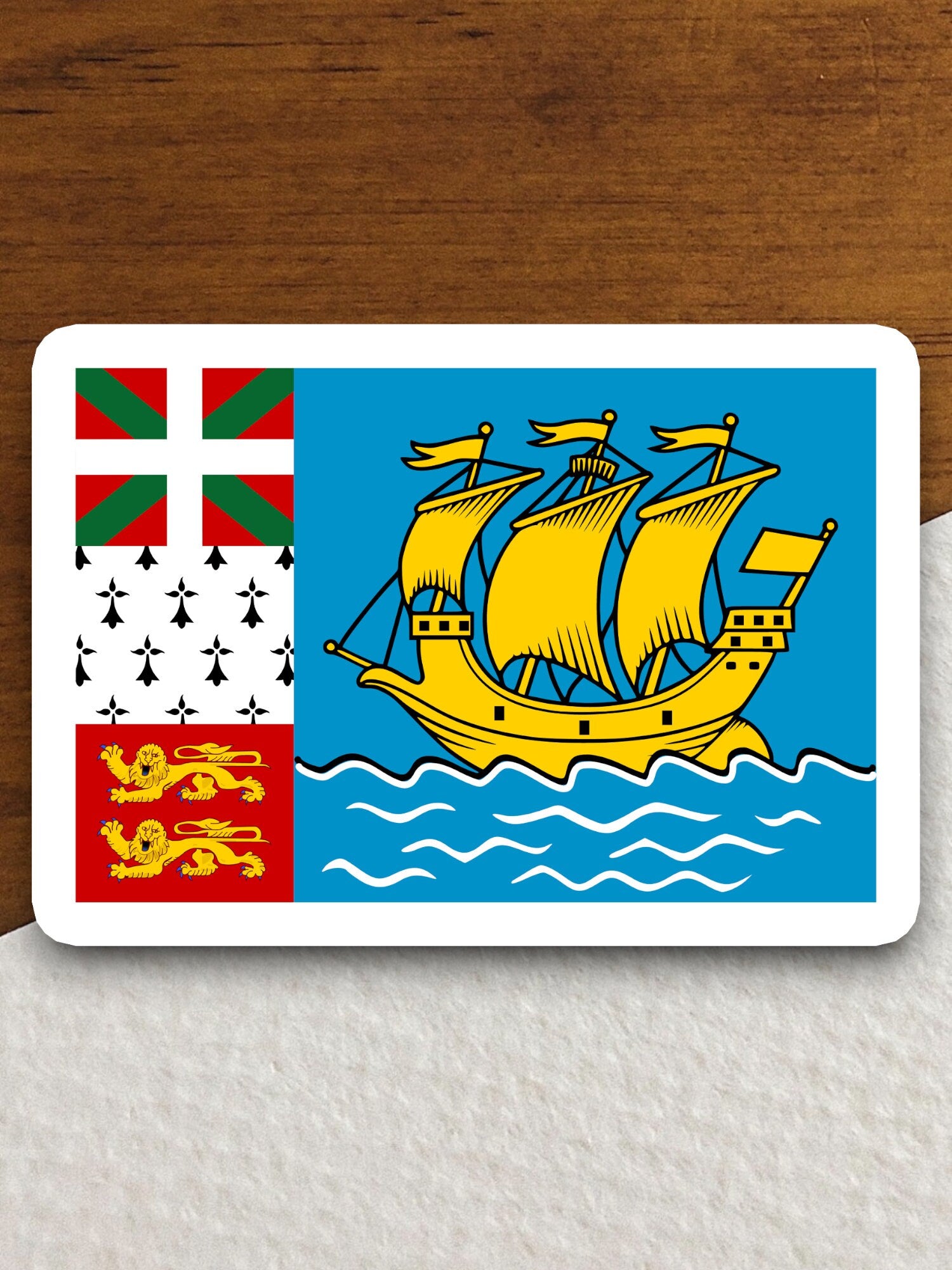 Saint pierre flag and miquelon flag sticker, international country sticker, international sticker, Saint pierre sticker, miquelon sticker