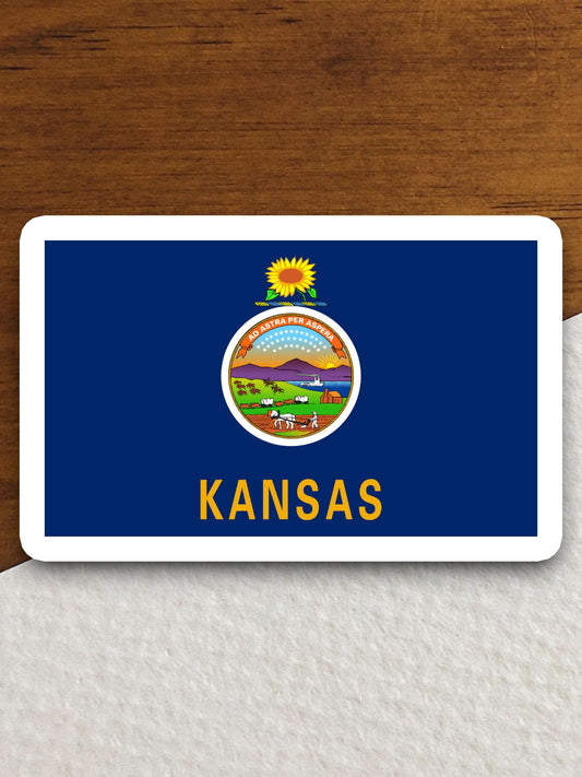 Kansas state sticker, Kansas flag sticker, pennant sticker, banner sticker, Kansas symbol sticker, emblem sticker