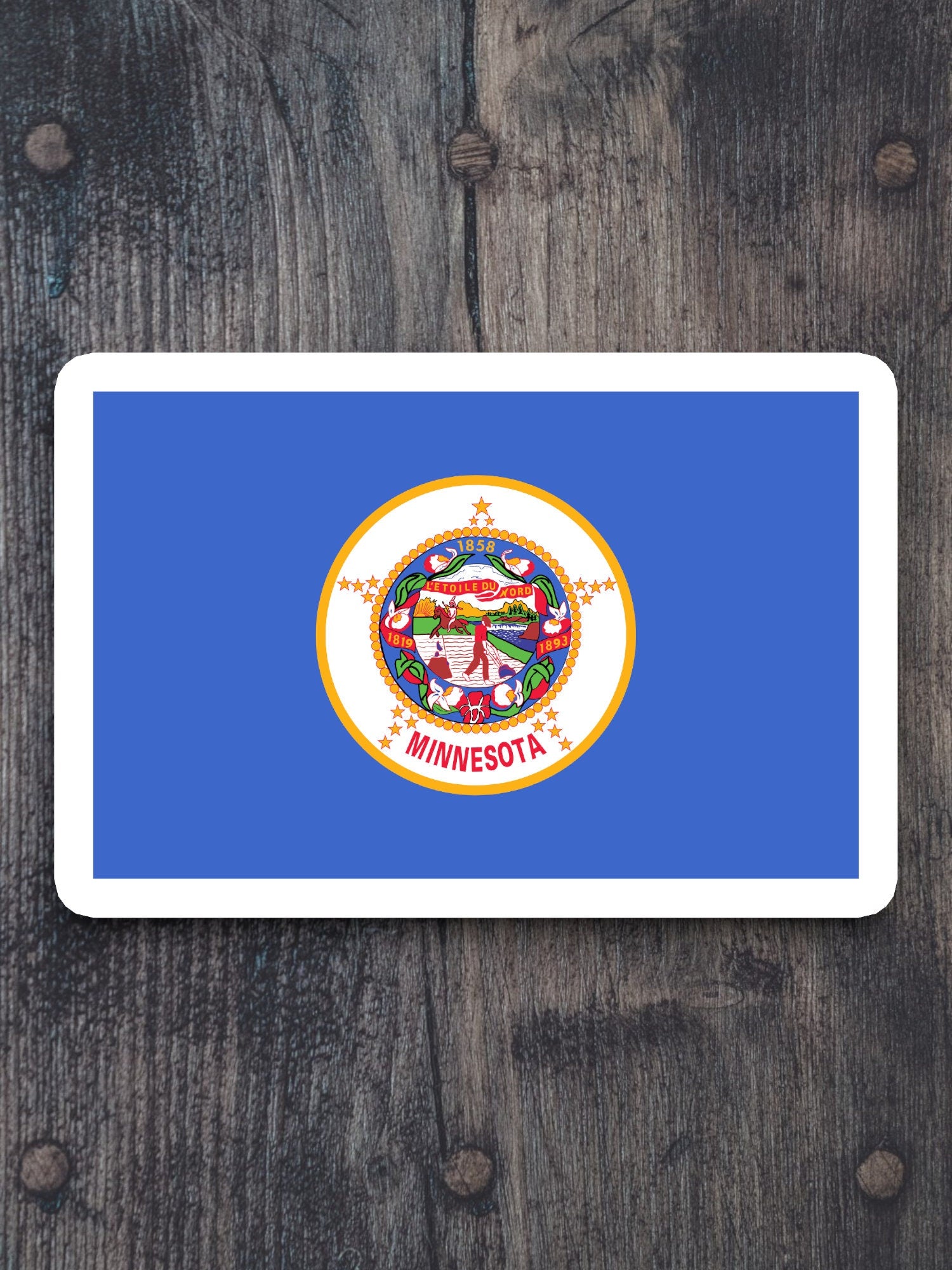 Minnesota state sticker, Minnesota flag sticker, pennant sticker, banner sticker, Minnesota symbol sticker, emblem sticker