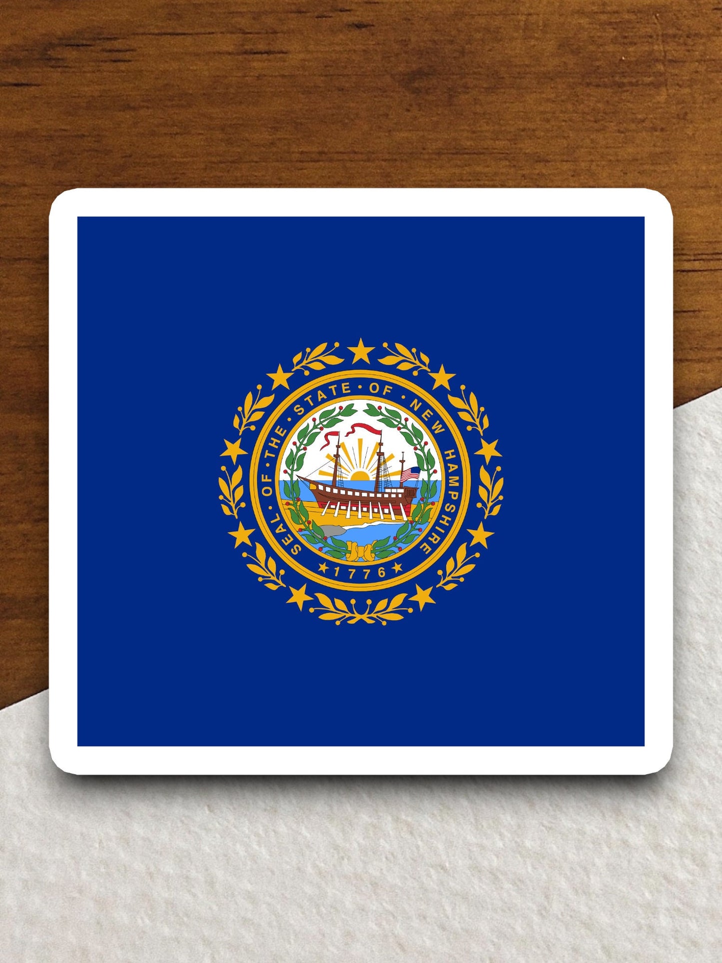 New Hampshire state sticker, New Hampshire flag sticker, pennant sticker, banner sticker, New Hampshire symbol sticker, emblem sticker