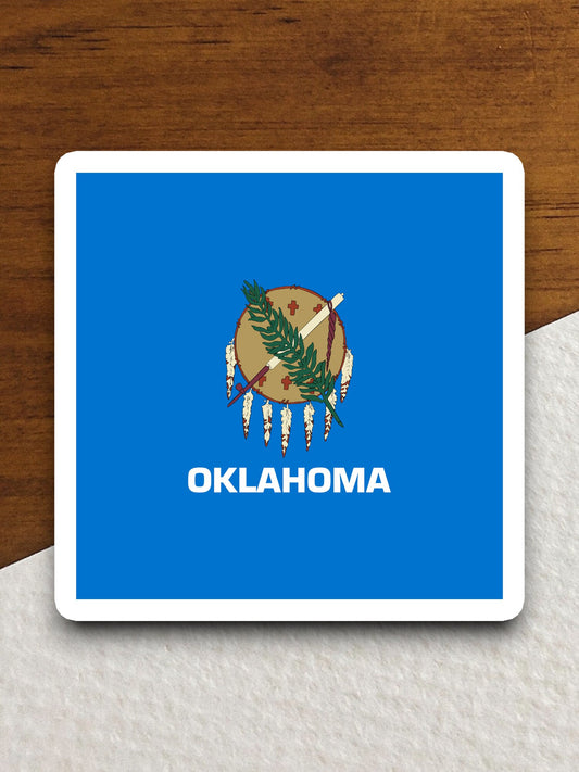 Oklahoma state sticker, Oklahoma flag sticker, pennant sticker, banner sticker, Oklahoma symbol sticker, emblem sticker