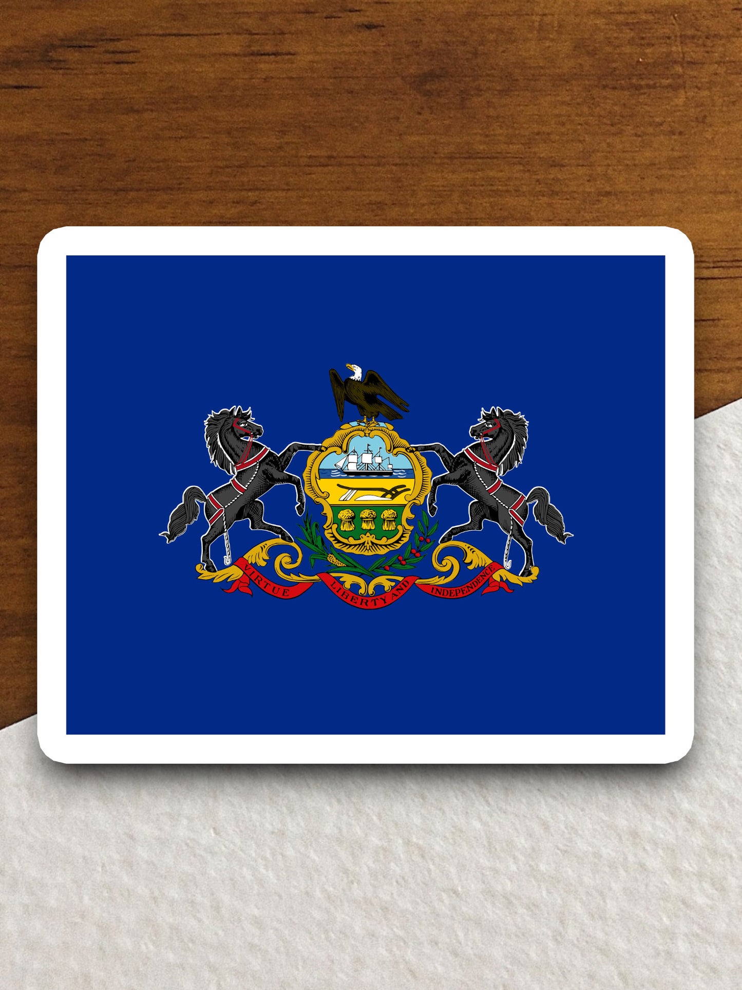 Pennsylvania state sticker, Pennsylvania flag sticker, pennant sticker, banner sticker, Pennsylvania symbol sticker, emblem sticker