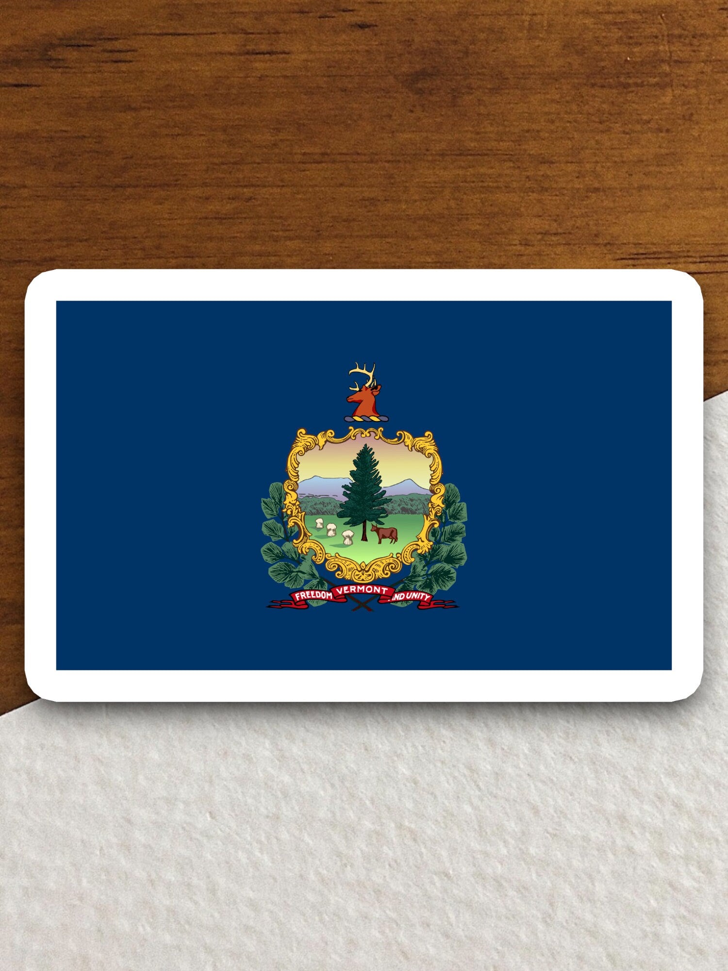 Vermont state sticker, Vermont flag sticker, pennant sticker, banner sticker, Vermont symbol sticker, emblem sticker