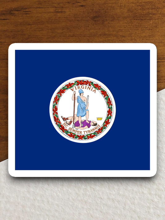 Virginia state sticker, Virginia flag sticker, pennant sticker, banner sticker, Virginia symbol sticker, emblem sticker