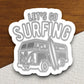 Surfing Sticker, vacation sticker, travel sticker, room decor, water bottle sticker, laptop sticker