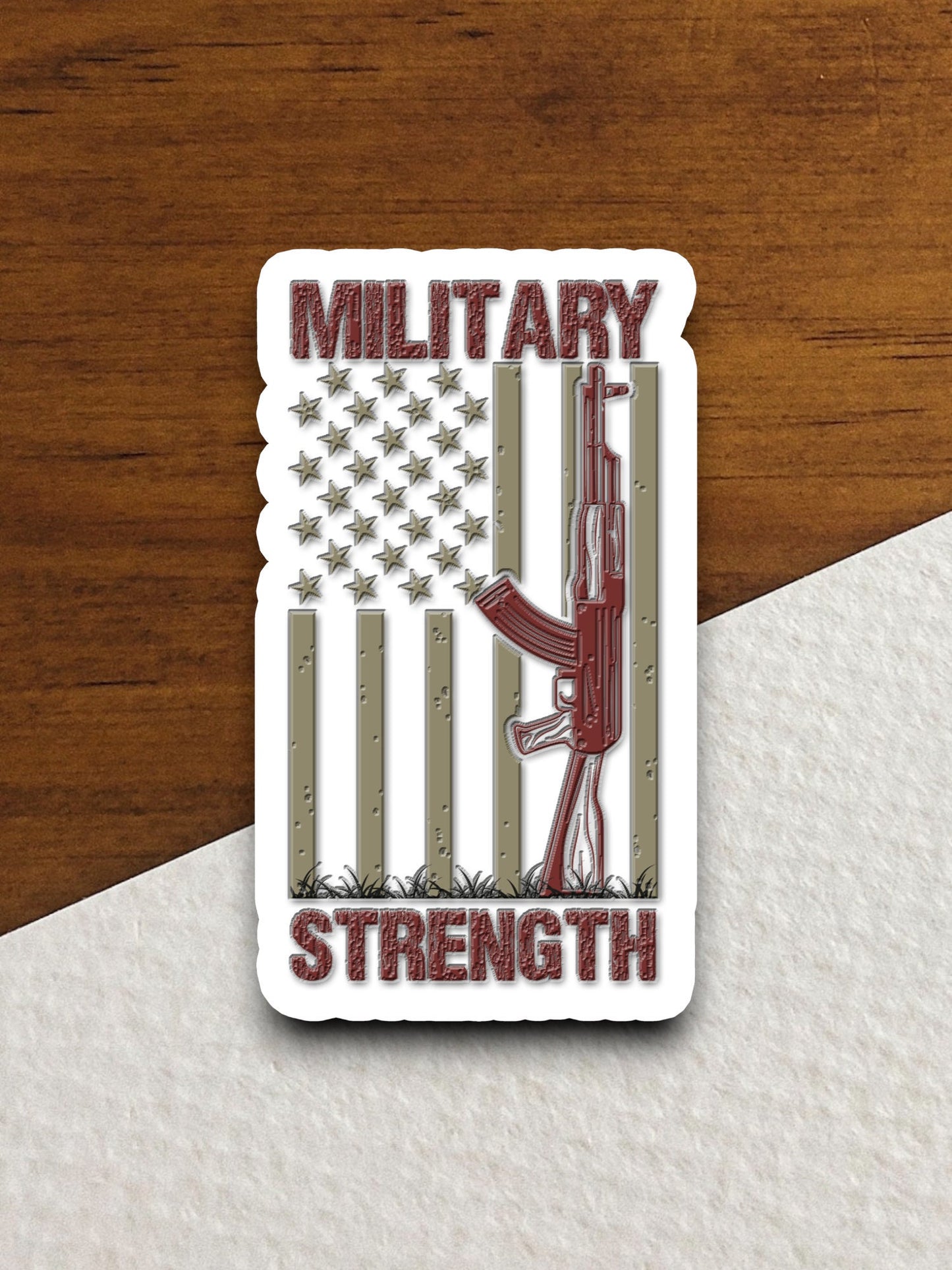 Military Strength sticker, patriotic laptop decal, water bottle decor, gift sticker, planner accessories, journal sticker, Room Décor