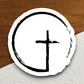 Church Cross in Circle sticker, church sticker, cross sticker, Religious Sticker, Faith Sticker, Worship Sticker, Christian Sticker