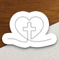 Church Cross with a heart sticker, church sticker, cross sticker, Religious Sticker, Faith Sticker, Worship Sticker, Christian Sticker