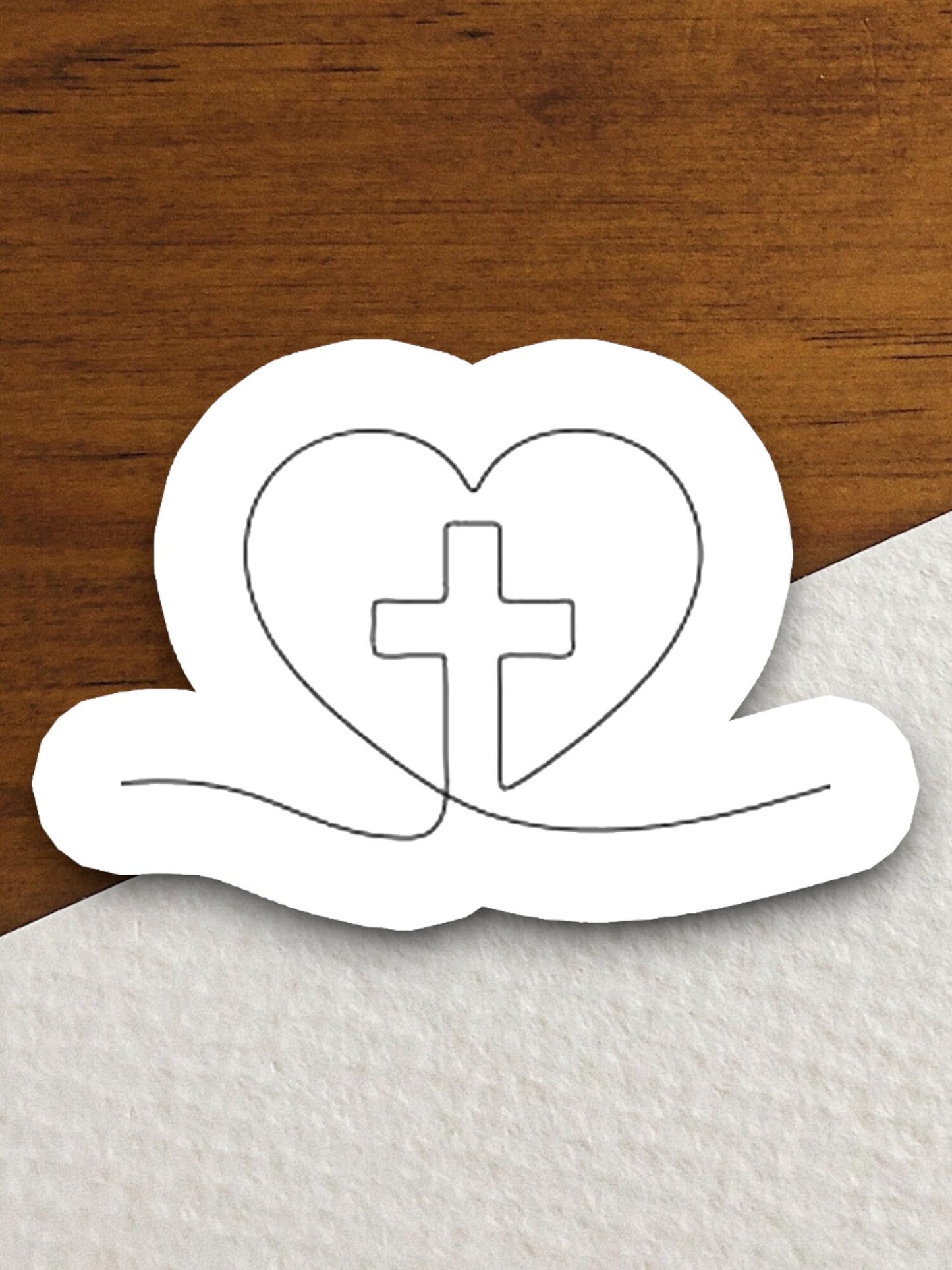 Church Cross with a heart sticker, church sticker, cross sticker, Religious Sticker, Faith Sticker, Worship Sticker, Christian Sticker