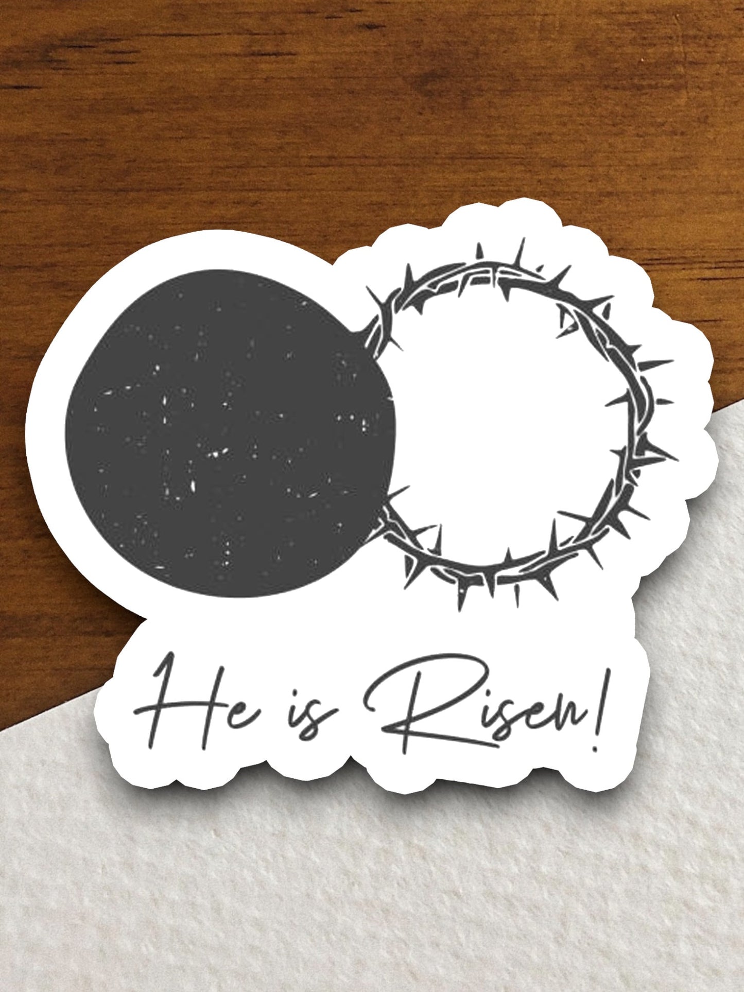 He is Risen with Tomb Stone and Thorns sticker, Religious Sticker, Faith Sticker, laptop decal, risen sticker, Tomb sticker, Easter sticker