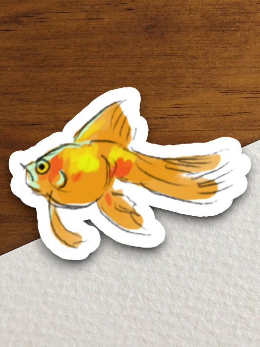 Goldfish fish sticker, Funny Animal Sticker For Laptop, Water Bottle, Hydro flask, Phone, Computer, Gift, Pet Sticker