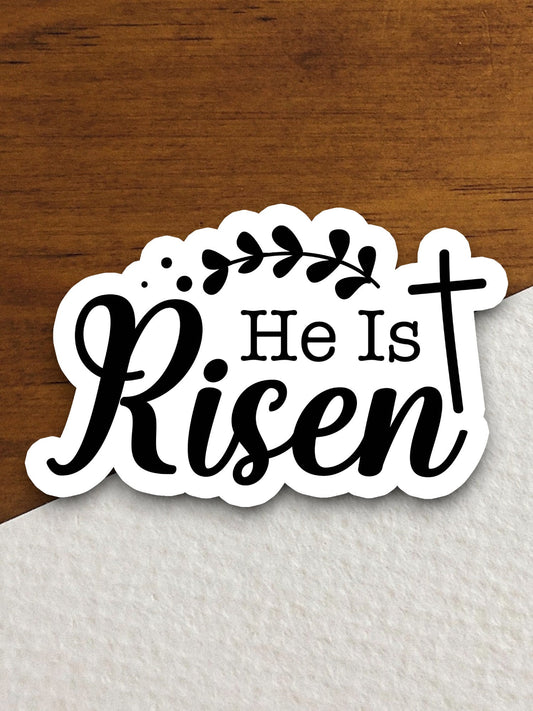 Church cross with He Is Risen sticker, Easter sticker, Religious Sticker, Faith Sticker, Worship Sticker, cross sticker, church sticker