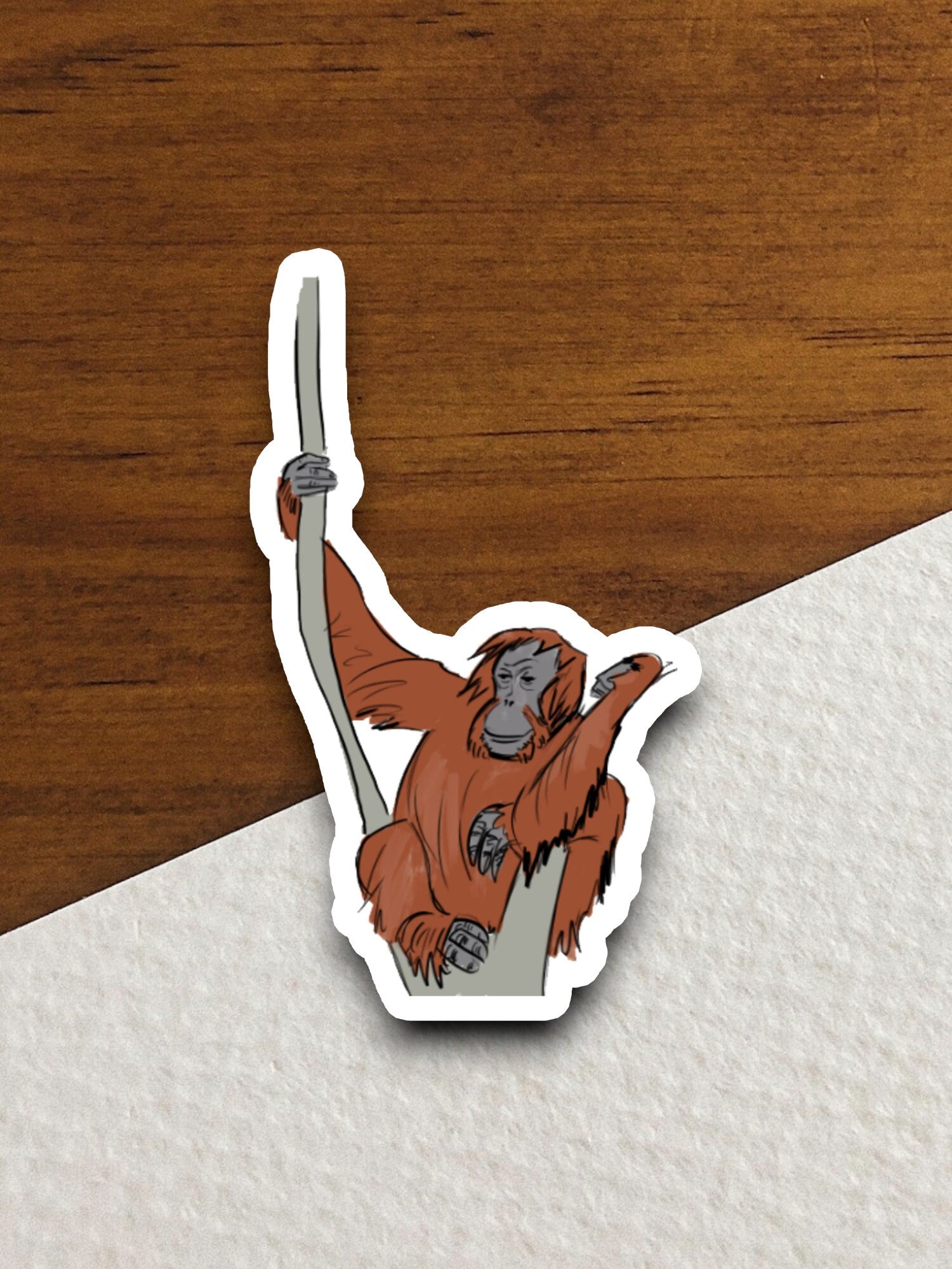 Orangutang in a tree ape sticker, Funny Animal Sticker For Laptop, Water Bottle, Hydro flask, Phone, Computer, Gift, Pet Sticker